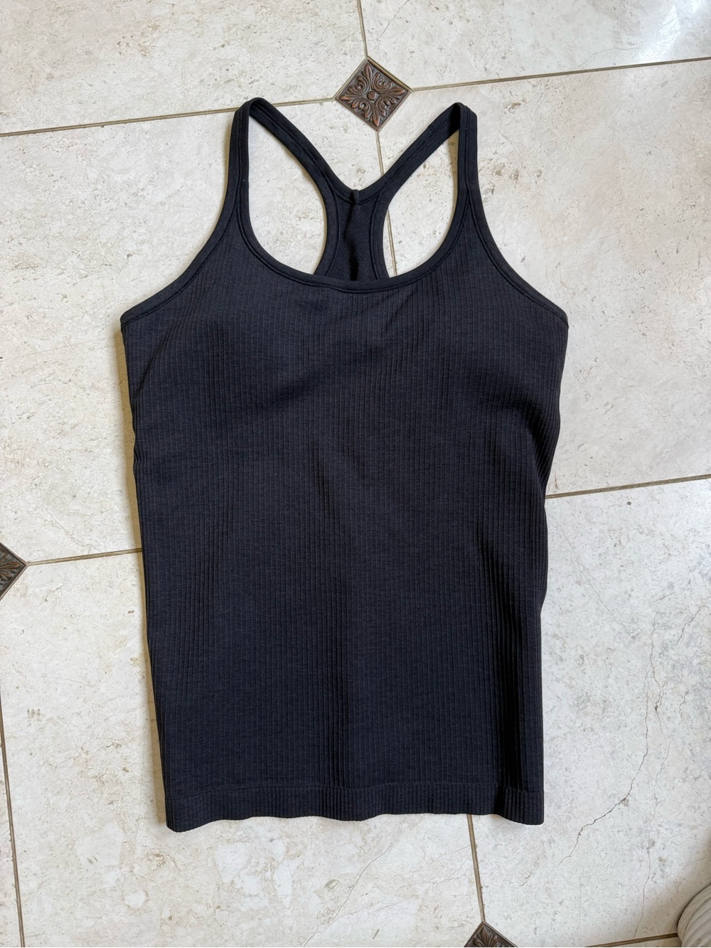 Lululemon Ebb Street Ribbed Black Racerback Tank size 14
